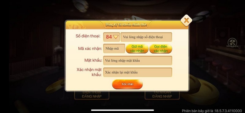 nhập các thông tin cần thiết theo yêu cầu