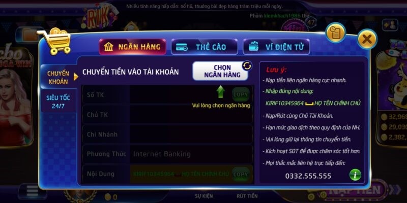 rút tiền rikvip dễ, đơn giản